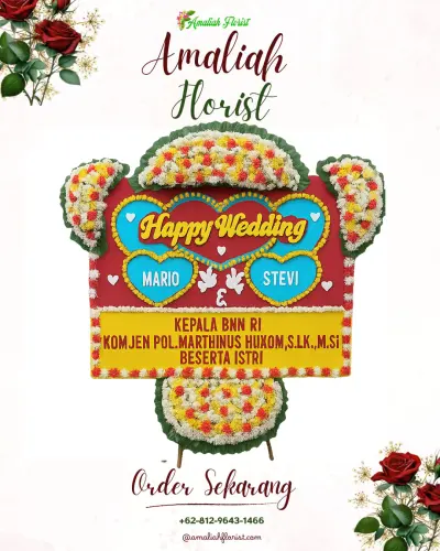 Karangan Papan Bunga Pernikahan di Sukapada